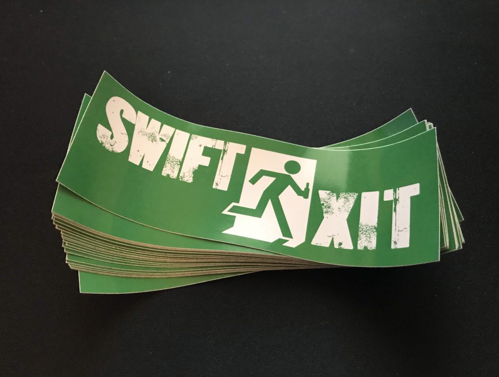 Aufkleber mit Swift Exit Logo
